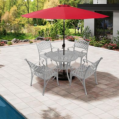 Mondawe Patio Table Round Outdoor Coffee Table with Umbrella Hole