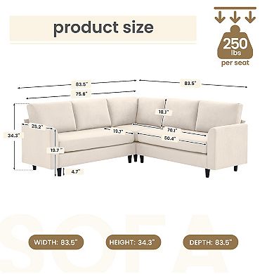 Ice Velvet Sectional Sofa - 5 Seats