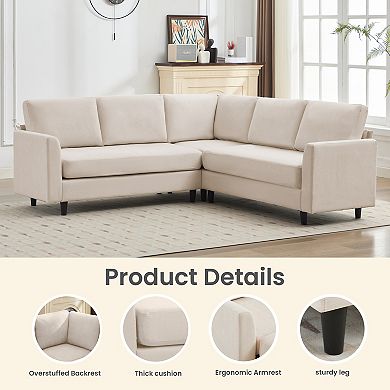 Ice Velvet Sectional Sofa - 5 Seats