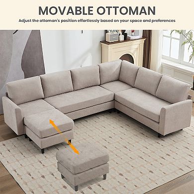 Ice Velvet Sectional Sofa - 7 Seats