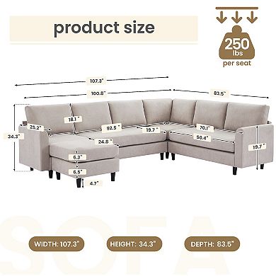 Ice Velvet Sectional Sofa - 7 Seats