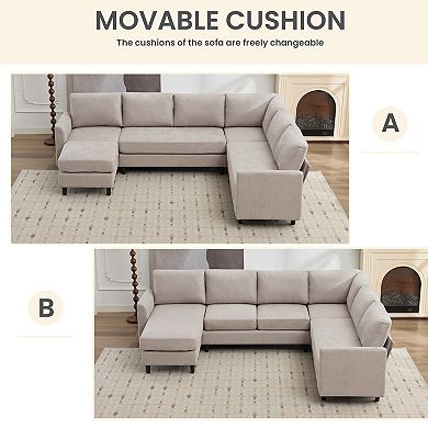 Ice Velvet Sectional Sofa - 7 Seats