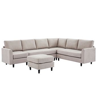 Ice Velvet Sectional Sofa - 7 Seats
