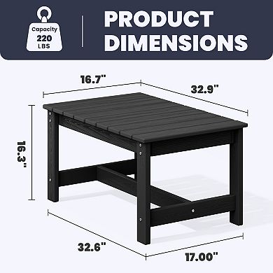 SERWALL Hank Outdoor Patio HDPE Widened Rectangle Coffee Table