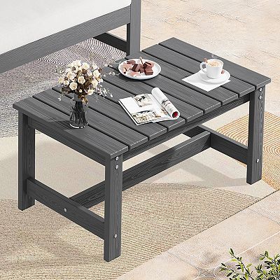 Hank Outdoor Patio HDPE Widened Rectangle Coffee Table