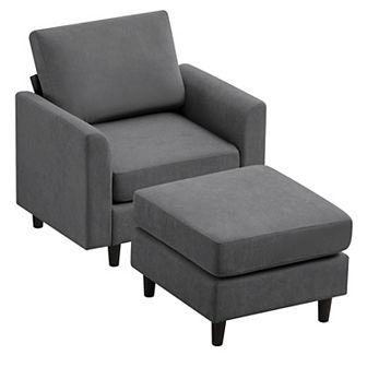 Ice Velvet Sectional Sofa with a Removable Ottoman- Single Sofa