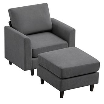 Ice Velvet Sectional Sofa with a Removable Ottoman- Single Sofa