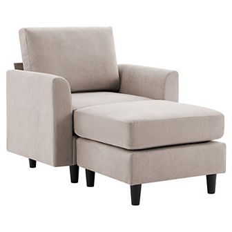 Ice Velvet Sectional Sofa with a Removable Ottoman- Single Sofa