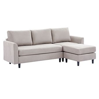 Ice Velvet Sectional High Sofa with a Removable Ottoman- 4 Seats