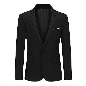 Men's Tailored 1-Button Blazer - Slim Fit for Wedding & Office