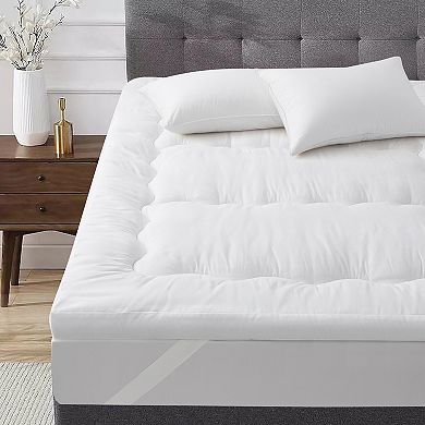 Unikome 4-Inch Extra Thick Down Alternative Wave Quilted Mattress Topper