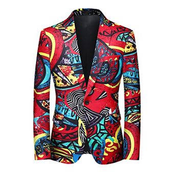 Men's Unique Print Slim-Fit Single-Button Blazer - Stylish Casual Sport Coat