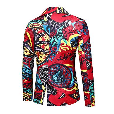 Men's Unique Print Slim-Fit Single-Button Blazer - Stylish Casual Sport Coat