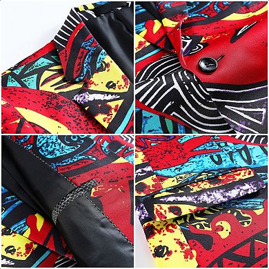Men's Unique Print Slim-Fit Single-Button Blazer - Stylish Casual Sport Coat