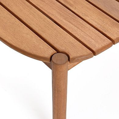 LuxenHome Natural Solid Wood 40-Inch Long Rounded Rectangle Outdoor Coffee Table