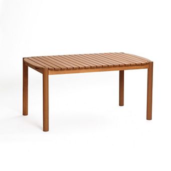 LuxenHome Natural Solid Wood 6-Person 59-Inch Long Rectangle Outdoor Dining Table