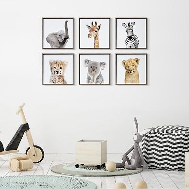 Sylvie Safari Animal Framed Canvas Art Set by Amy Peterson 6 Piece 13x13