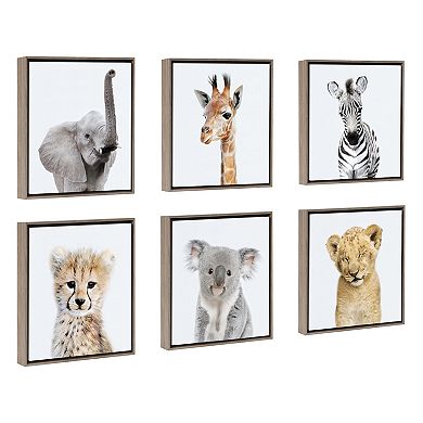 Sylvie Safari Animal Framed Canvas Art Set by Amy Peterson 6 Piece 13x13