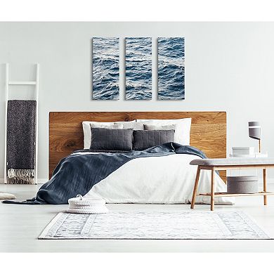 Coastal Ocean Waves Canvas Wall Art Set by The Creative Bunch Studio 3 Piece 12x28