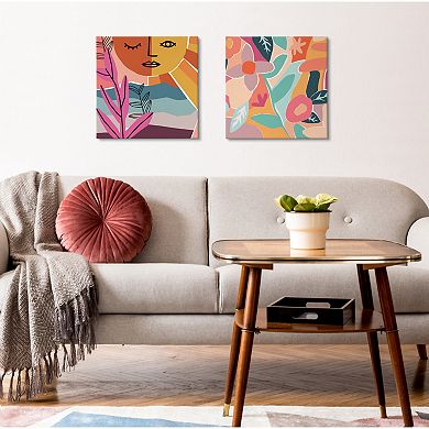 Peace Love Flowers Canvas Wall Art Set by Kate Aurelia Holloway 2 Piece 20x20