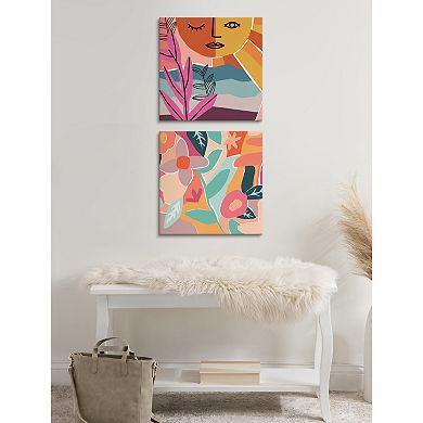 Peace Love Flowers Canvas Wall Art Set by Kate Aurelia Holloway 2 Piece 20x20