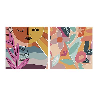 Peace Love Flowers Canvas Wall Art Set by Kate Aurelia Holloway 2 Piece 20x20