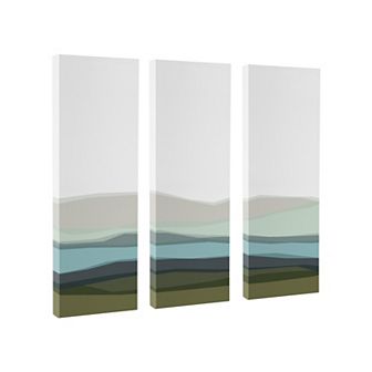 Abstract Blue Lake and Mountains Canvas Art Set by The Creative Bunch Studio 3 pc 12x28