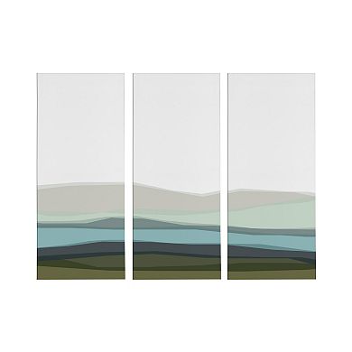 Abstract Blue Lake and Mountains Canvas Art Set by The Creative Bunch Studio 3 Piece 12x28