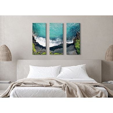 Maui Black Sands Beach Canvas by Rachel Bolgov 3 Piece 12x28