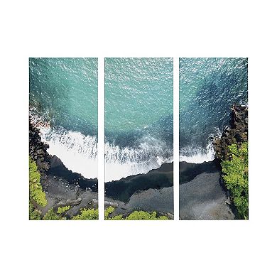 Maui Black Sands Beach Canvas by Rachel Bolgov 3 Piece 12x28