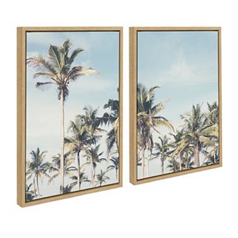 Sylvie Coastal Coconut Palm Tree Beach Framed Canvas Set by The Creative Bunch Studio
