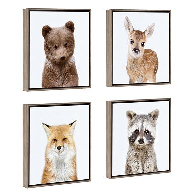 Sylvie Woodland Animal Framed Canvas Art Set by Amy Peterson 4 Piece 13x13