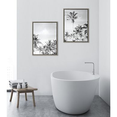 Sylvie Coastal Coconut Palm Tree Beach BW Framed Canvas Set by The Creative Bunch Studio