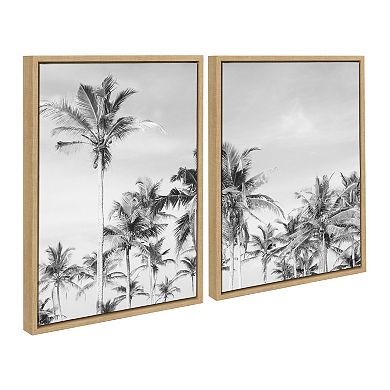 Sylvie Coastal Coconut Palm Tree Beach BW Framed Canvas Set by The Creative Bunch Studio