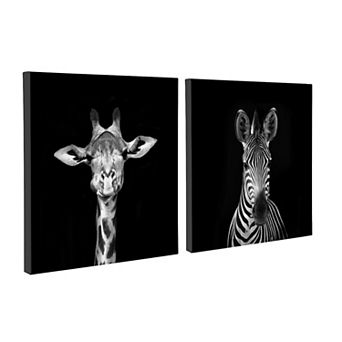 Minimalist Animal Portrait on Black Canvas by The Creative Bunch Studio 2 pc 20x20