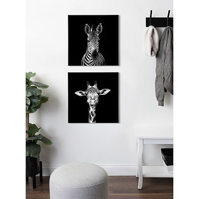 Minimalist Animal Portrait on Black Canvas by The Creative Bunch Studio 2 Piece 20x20
