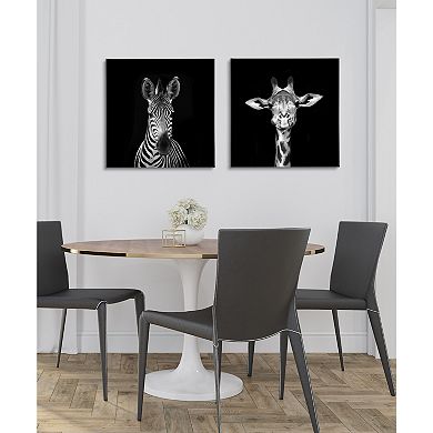 Minimalist Animal Portrait on Black Canvas by The Creative Bunch Studio 2 Piece 20x20
