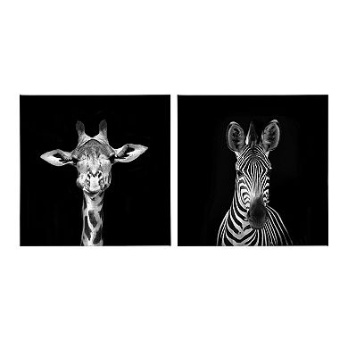 Minimalist Animal Portrait on Black Canvas by The Creative Bunch Studio 2 Piece 20x20