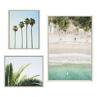 Sylvie Tropical Beach Framed Canvas Set