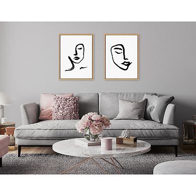 Sylvie Woman Face Art and Face Line Print Framed Canvas Art Set by Viola Kreczmer