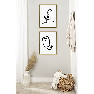 Sylvie Woman Face Art and Face Line Print Framed Canvas Art Set by Viola Kreczmer