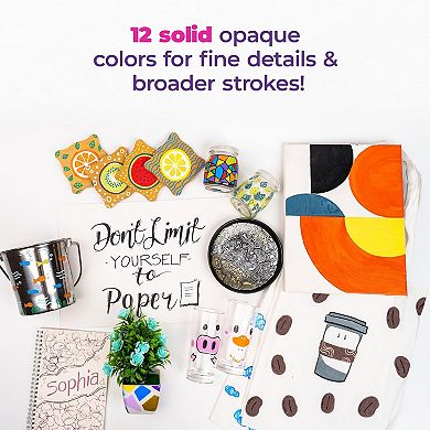 PINTAR Acrylic Paint Markers: Black - 0.7mm/ 1mm/ 5mm, 12 Pack