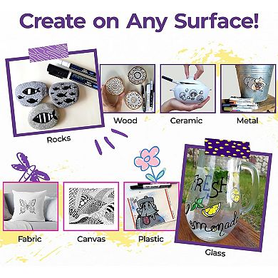 PINTAR Acrylic Paint Markers: Black - 0.7mm/ 1mm/ 5mm, 12 Pack