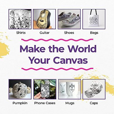 PINTAR Acrylic Paint Markers: Black - 0.7mm/ 1mm/ 5mm, 12 Pack