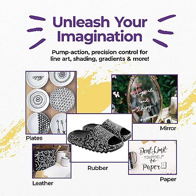 PINTAR Acrylic Paint Markers: Black - 0.7mm/ 1mm/ 5mm, 12 Pack