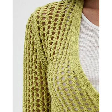 Womens Long Sleeve Crochet Cardigan Front Tie V Neck Knit Beach Cover Ups Tops Open Front Cardigan