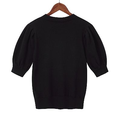 Women's Short Sleeve Sweaters Tops Crew Neck Basic Knit Pullover Lightweight Solid Casual Blouse