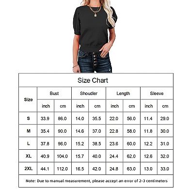 Women's Short Sleeve Sweaters Tops Crew Neck Basic Knit Pullover Lightweight Solid Casual Blouse