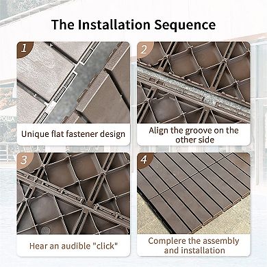 Mondawe 12 "x12" Outdoor Terrace Interlocking Floor Tiles,Open Drainage, Anti Slip