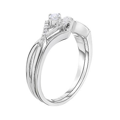 10k White Gold 1/6 Carat T.W. Diamond Bridal Ring Set